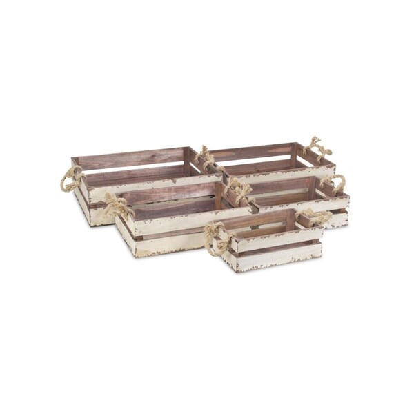 Cheungs Wooden Slatted Crate with Rope Handle - Set of 5 FP-3885-5BR - main